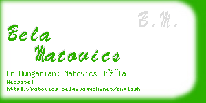 bela matovics business card